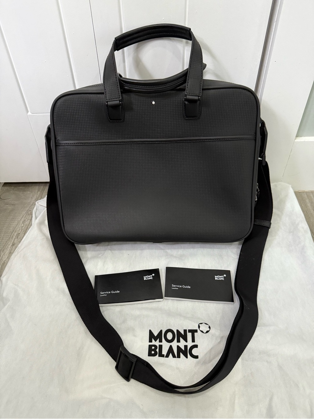 Montblanc Leather Carbon Fiber Briefcase Laptop Bag Shoulder Strap Westside